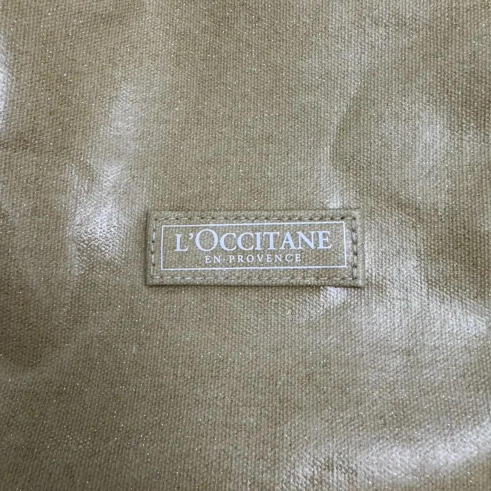 L'Occitane en Provence Gold Shimmer Canvas Cosmetic Bag Makeup Travel Pouch OS